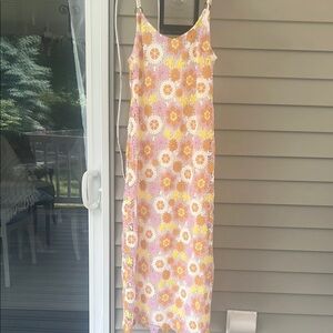 Zara Floral Maxi Dress - Pink and Yellow